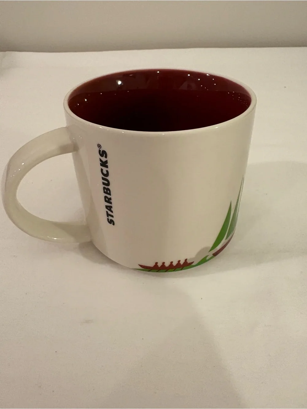 Starbucks Cambridge Mug - White Exterior with Maroon Interior